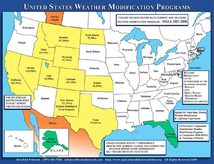 USA weather modification map